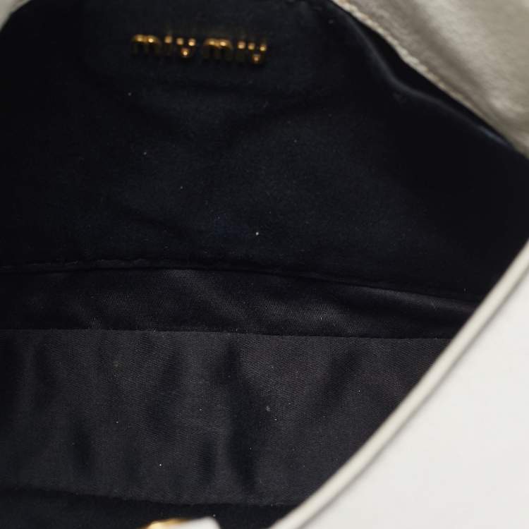 Pre Owned Miu Miu White Madras Leather Hobo