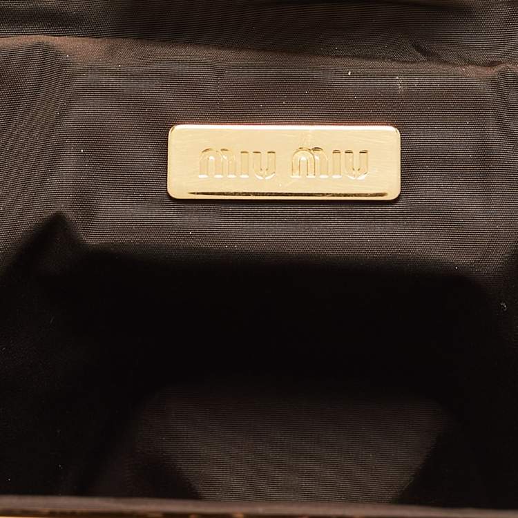 Pre Owned Miu Miu Gold Leather Frame Clutch