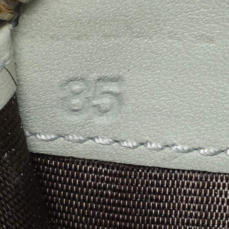 Pre Owned Miu Miu Light Green Croc Embossed Patent Leather Continental Wallet