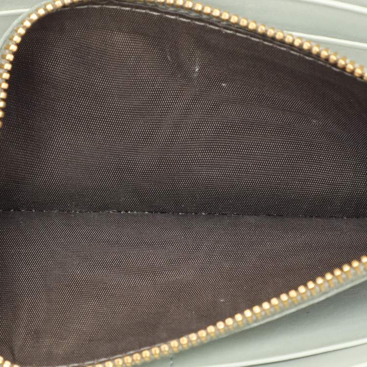 Pre Owned Miu Miu Light Green Croc Embossed Patent Leather Continental Wallet