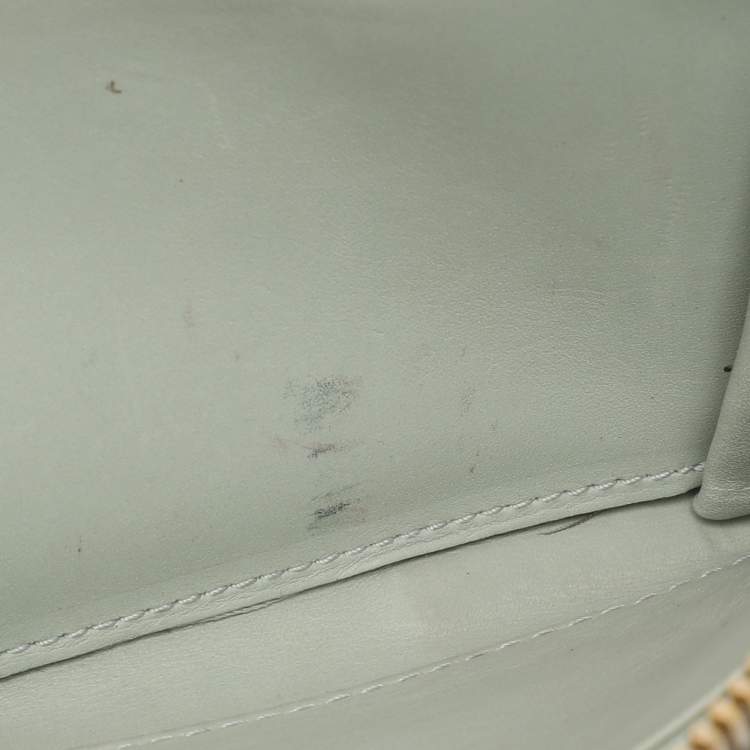 Pre Owned Miu Miu Light Green Croc Embossed Patent Leather Continental Wallet