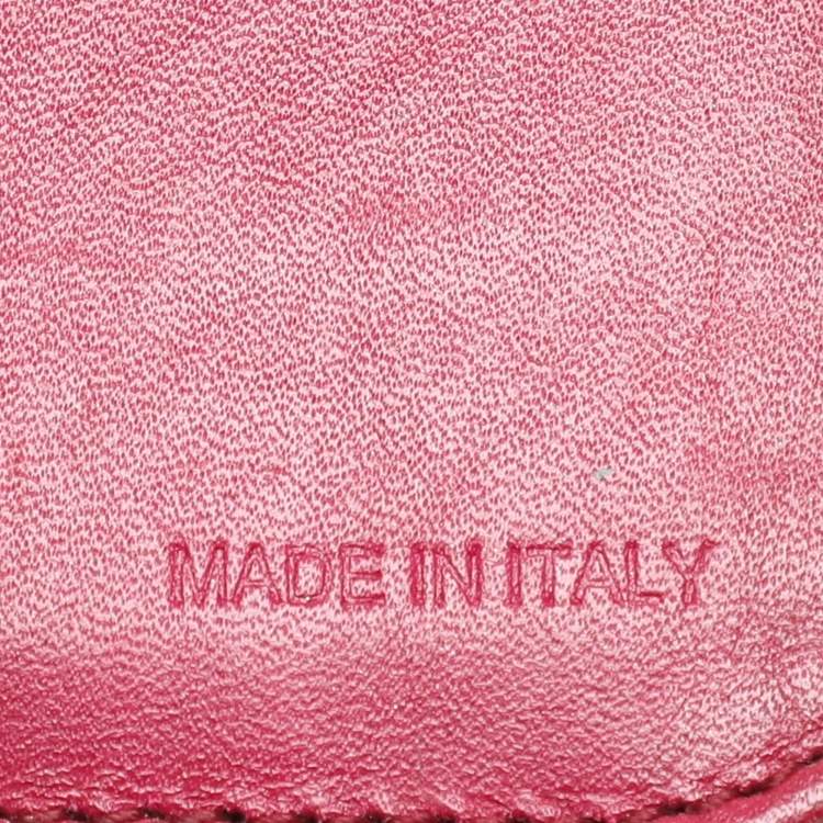Pre Owned Miu Miu Pink Leather and Croc Embossed Patent Leather French Wallet