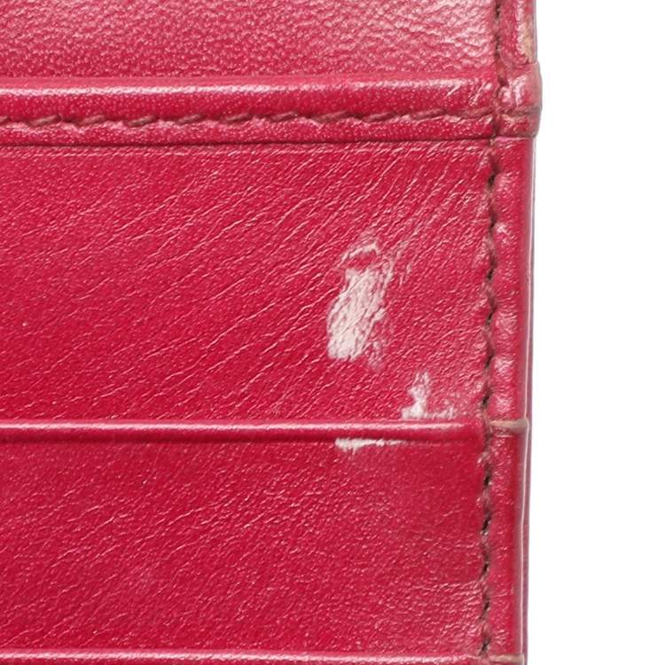 Pre Owned Miu Miu Pink Leather and Croc Embossed Patent Leather French Wallet