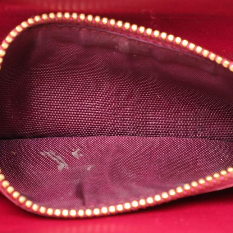Pre Owned Miu Miu Pink Leather and Croc Embossed Patent Leather French Wallet