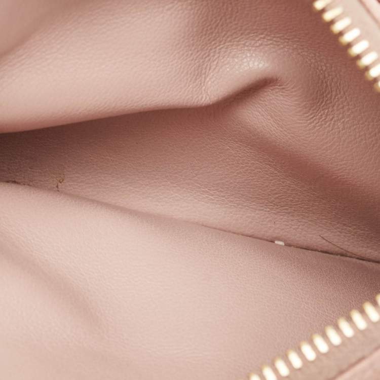 Pre Owned Miu Miu Pink Leather Zip Card Holder