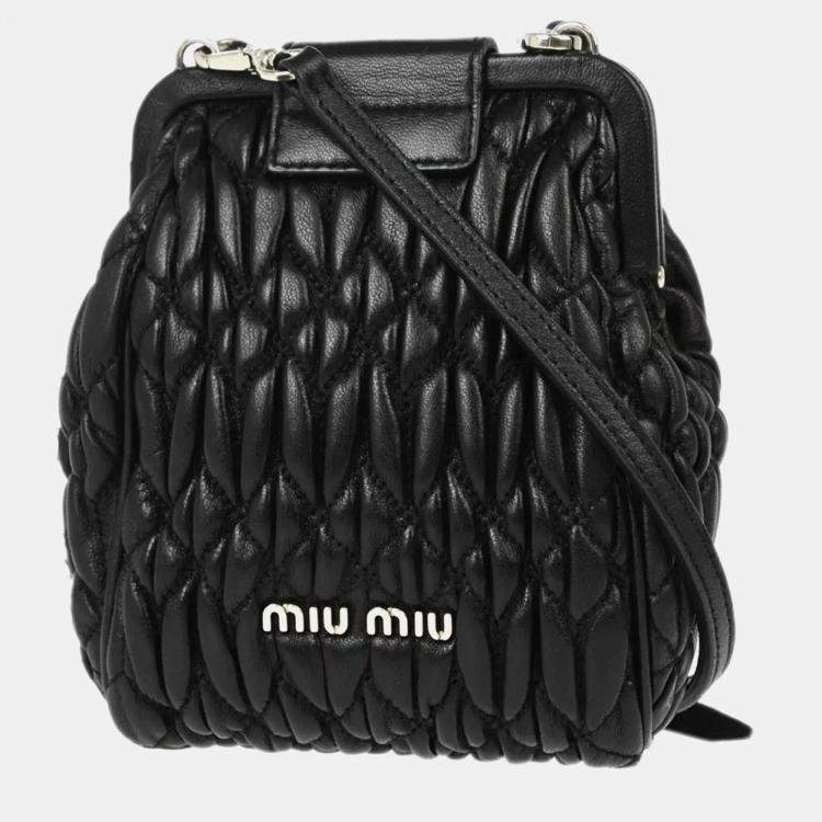 Pre Owned Miu Miu Black Leather Shoulder Bag