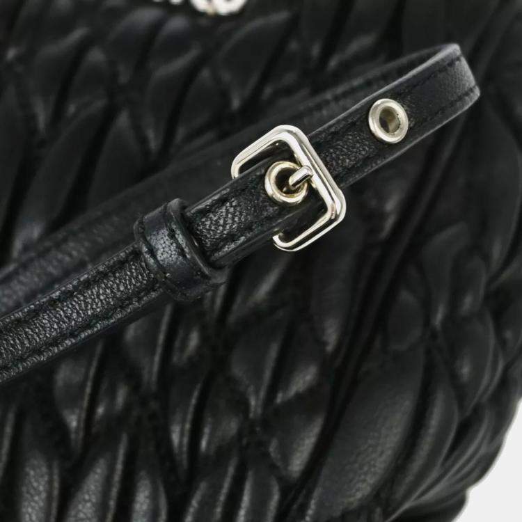 Pre Owned Miu Miu Black Leather Shoulder Bag