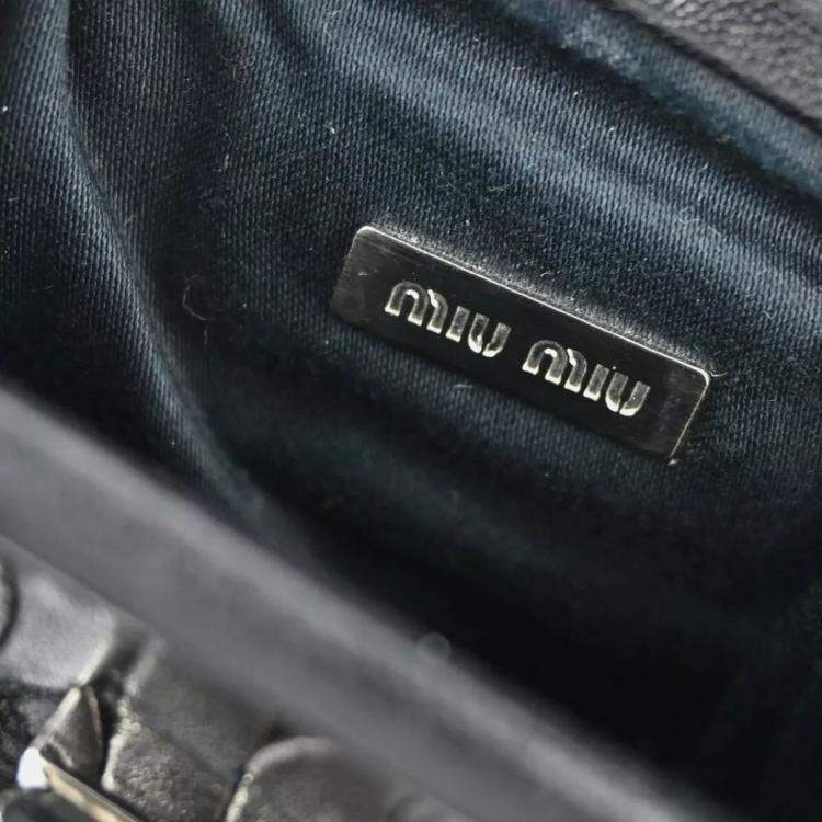 Pre Owned Miu Miu Black Leather Shoulder Bag