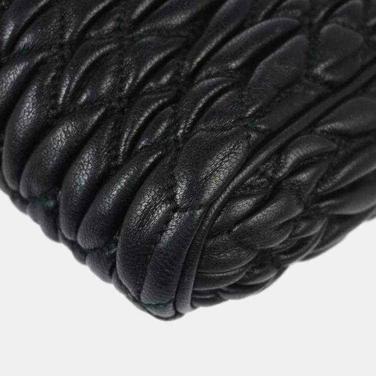 Pre Owned Miu Miu Black Leather Shoulder Bag