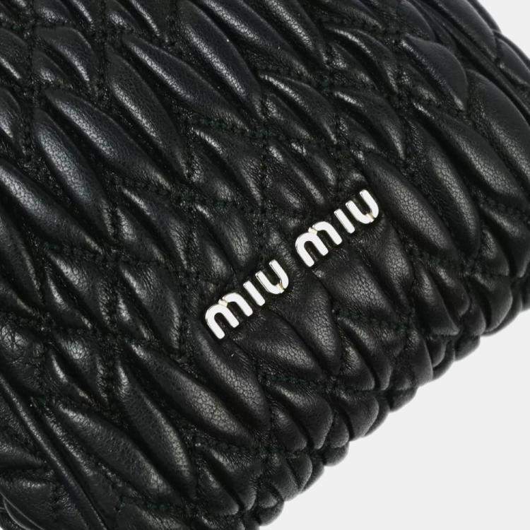 Pre Owned Miu Miu Black Leather Shoulder Bag