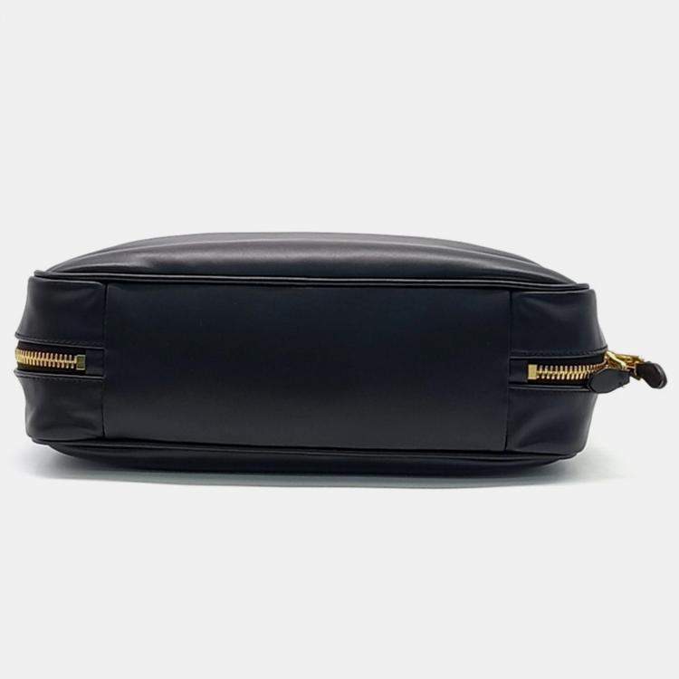 Pre Owned Miu Miu Black Embossed Leather Bowling Bag