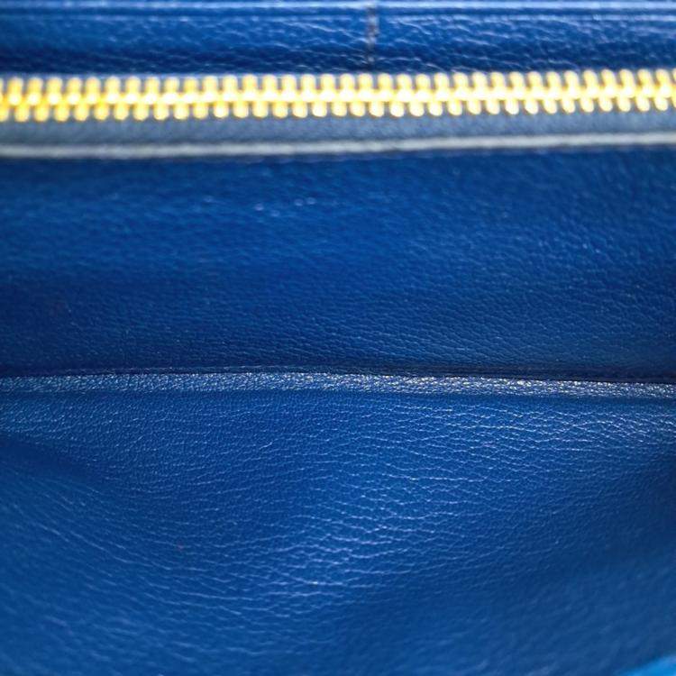 Pre Owned Miu Miu Blue Leather Madras Mini Crossbody Bag