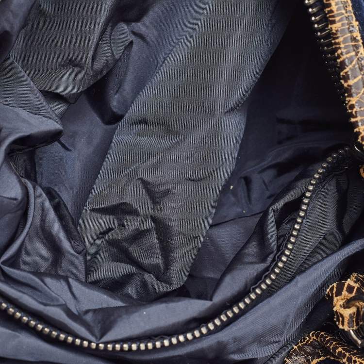 Pre Owned Miu Miu Navy Blue Velvet Studded Shoulder Bag