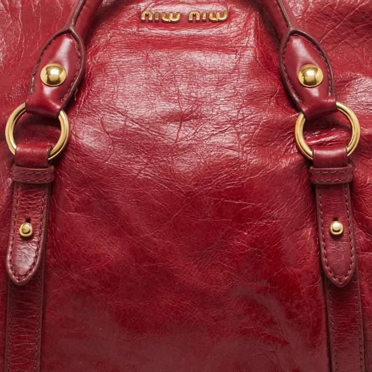 Pre Owned Miu Miu Red Leather Bow Satchel