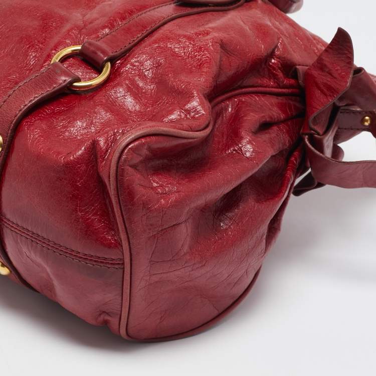 Pre Owned Miu Miu Red Leather Bow Satchel