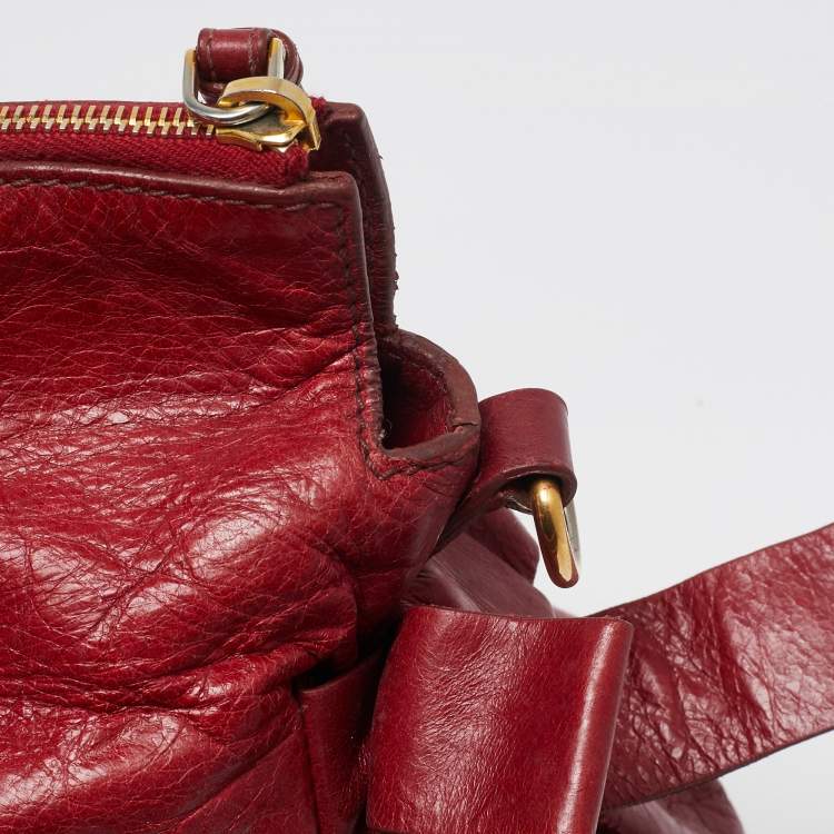 Pre Owned Miu Miu Red Leather Bow Satchel