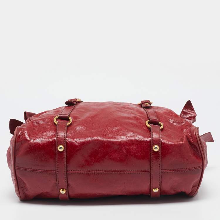 Pre Owned Miu Miu Red Leather Bow Satchel