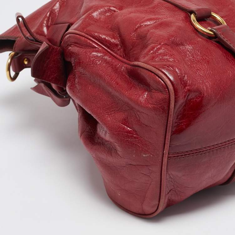 Pre Owned Miu Miu Red Leather Bow Satchel