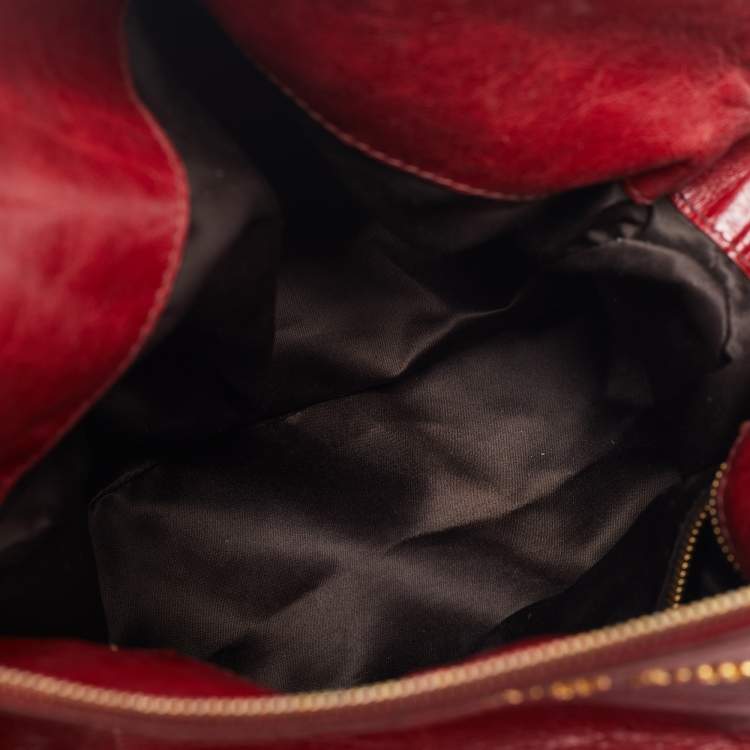 Pre Owned Miu Miu Red Leather Bow Satchel