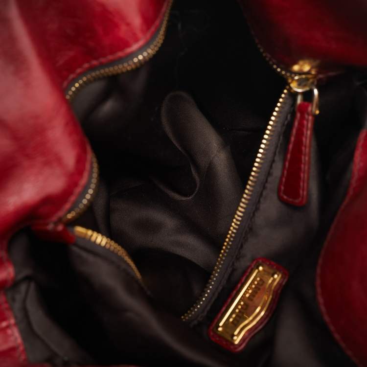 Pre Owned Miu Miu Red Leather Bow Satchel