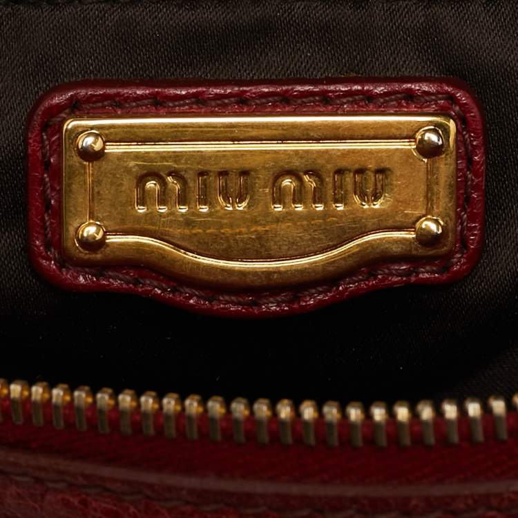 Pre Owned Miu Miu Red Leather Bow Satchel