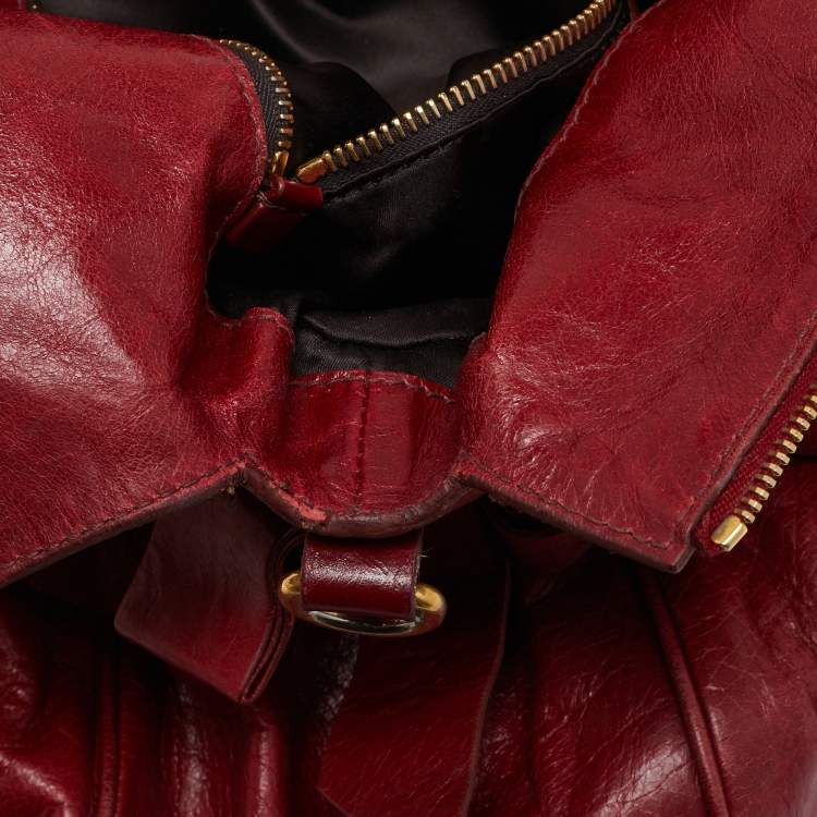 Pre Owned Miu Miu Red Leather Bow Satchel