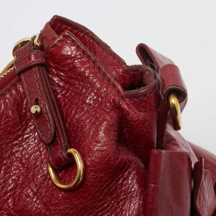Pre Owned Miu Miu Red Leather Bow Satchel