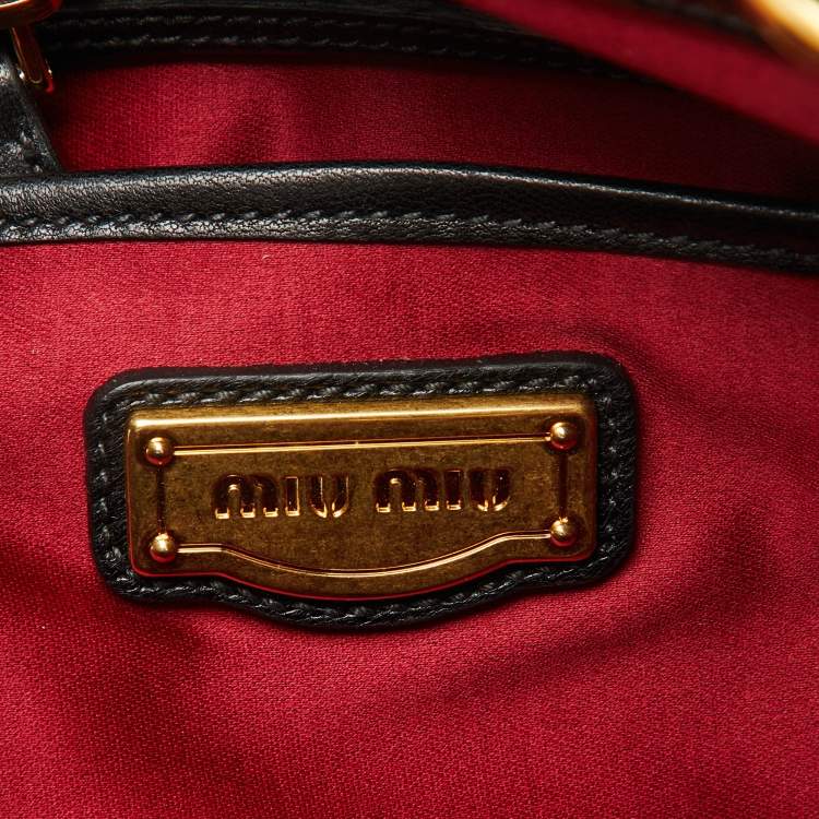 Pre Owned Miu Miu Black Matelasse Leather Dome Satchel