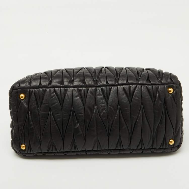 Pre Owned Miu Miu Black Matelasse Leather Dome Satchel