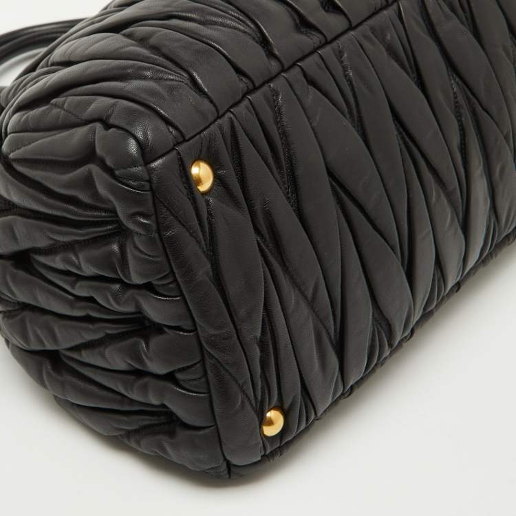 Pre Owned Miu Miu Black Matelasse Leather Dome Satchel