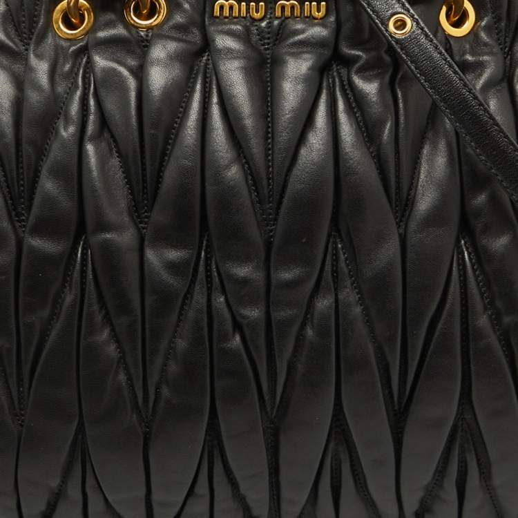 Pre Owned Miu Miu Black Matelasse Leather Dome Satchel