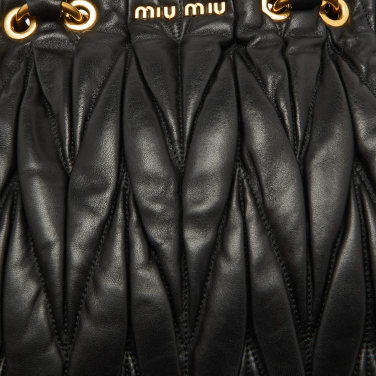 Pre Owned Miu Miu Black Matelasse Leather Dome Satchel