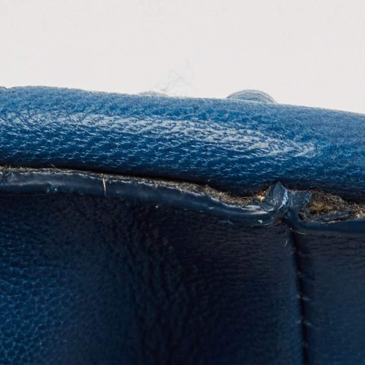 Pre Owned Miu Miu Blue Matelassé Leather Satchel