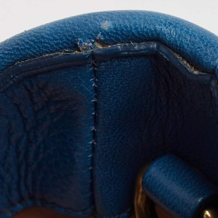 Pre Owned Miu Miu Blue Matelassé Leather Satchel