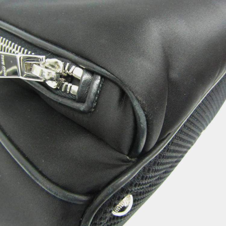 Pre Owned Miu Miu Black Nylon/Knit Cat Applique Backpack