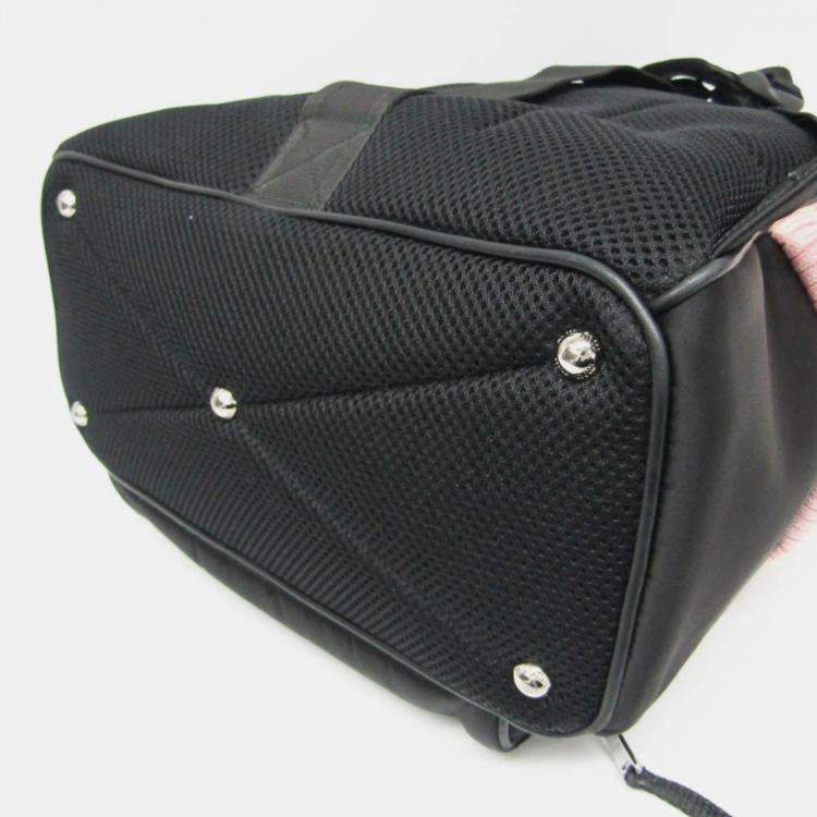 Pre Owned Miu Miu Black Nylon/Knit Cat Applique Backpack