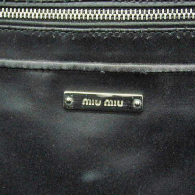 Pre Owned Miu Miu Black Nylon/Knit Cat Applique Backpack