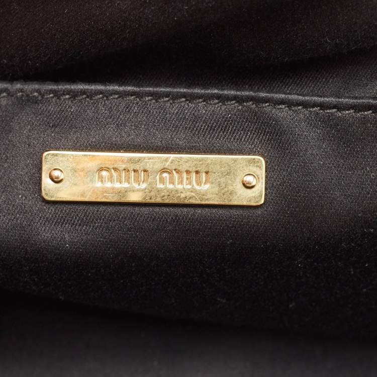 Pre Owned Miu Miu Green Matelassé Leather Belle Chain Clutch