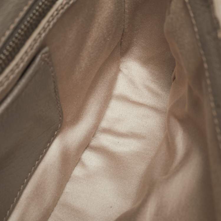Pre Owned Miu Miu  Beige/Grey Madras Leather Pushlock Flap Chain Shoulder Bag