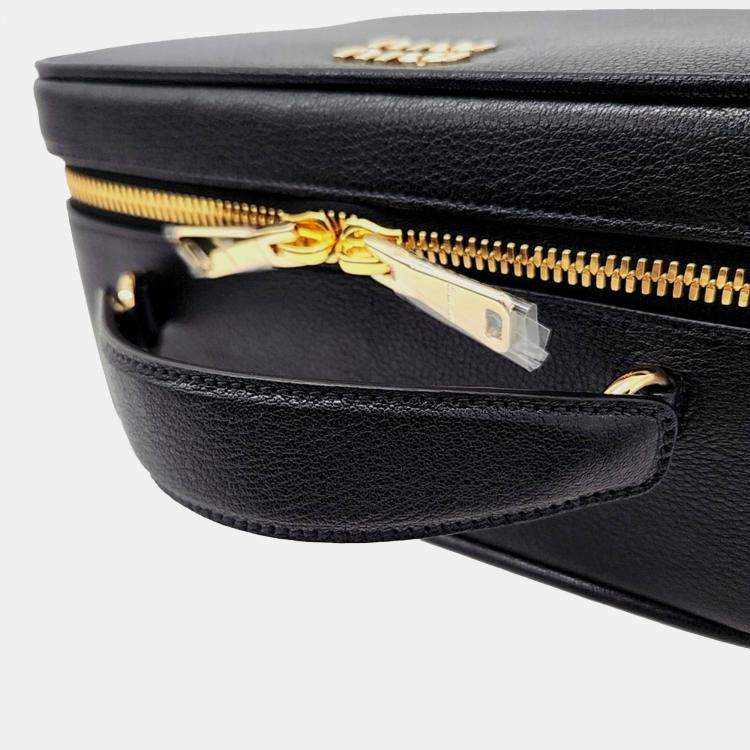 Pre Owned Miu Miu Black Leather Top Handle Bag