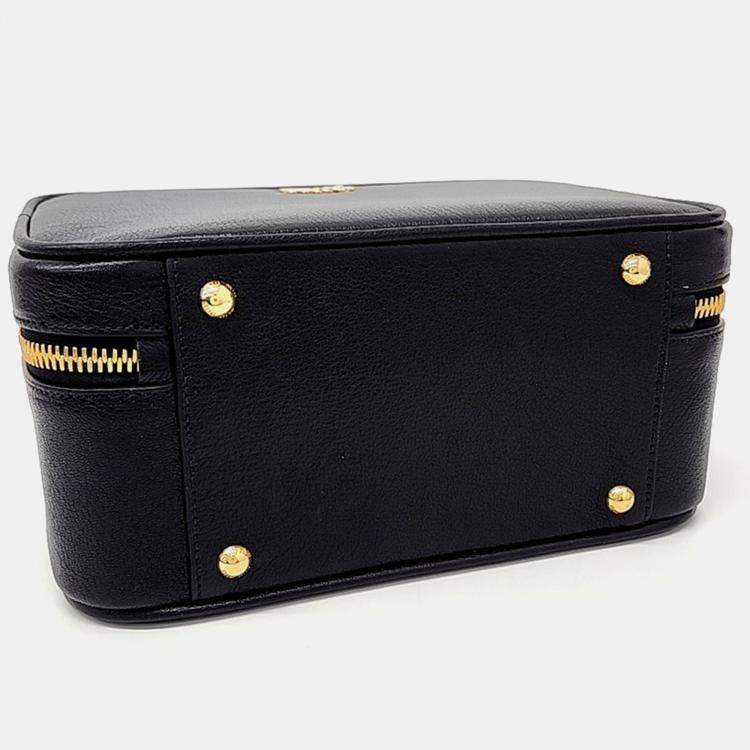 Pre Owned Miu Miu Black Leather Top Handle Bag