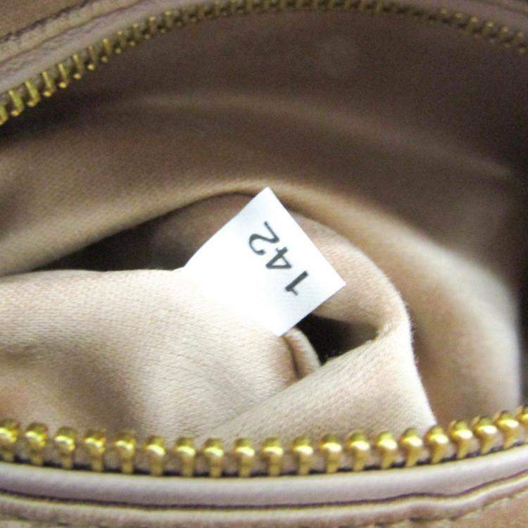 Pre Owned Miu Miu Pink Beige Leather Shoulder Bag