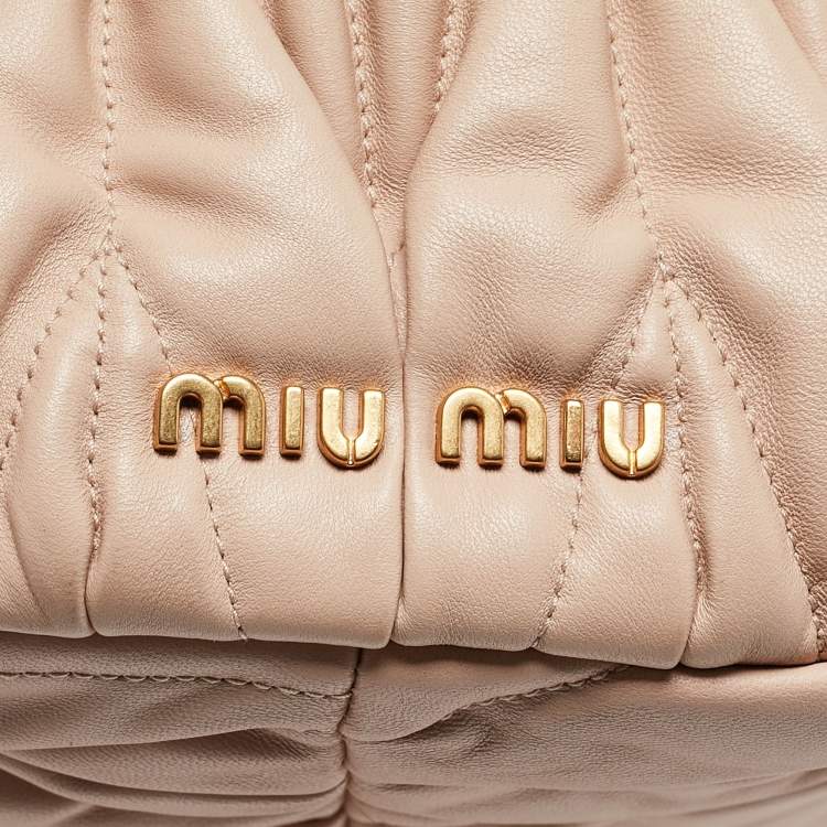 Pre Owned Miu Miu Tricolor Matelasse Leather Turn Lock Tote