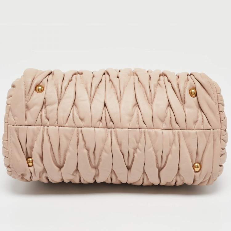 Pre Owned Miu Miu Tricolor Matelasse Leather Turn Lock Tote