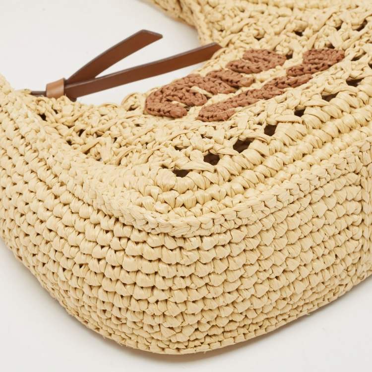 Pre Owned Miu Miu Natural Raffia Effect Wander Hobo