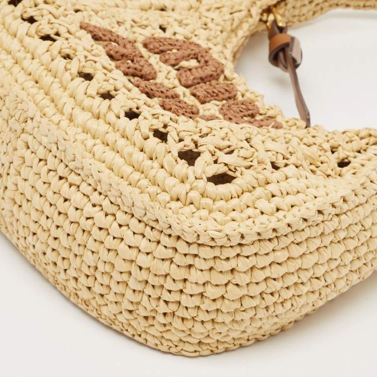 Pre Owned Miu Miu Natural Raffia Effect Wander Hobo