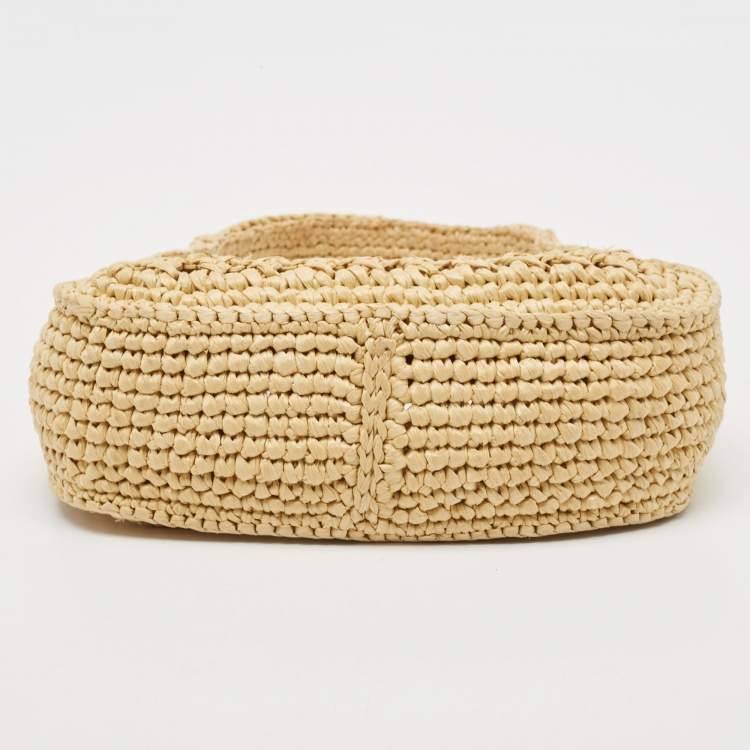 Pre Owned Miu Miu Natural Raffia Effect Wander Hobo