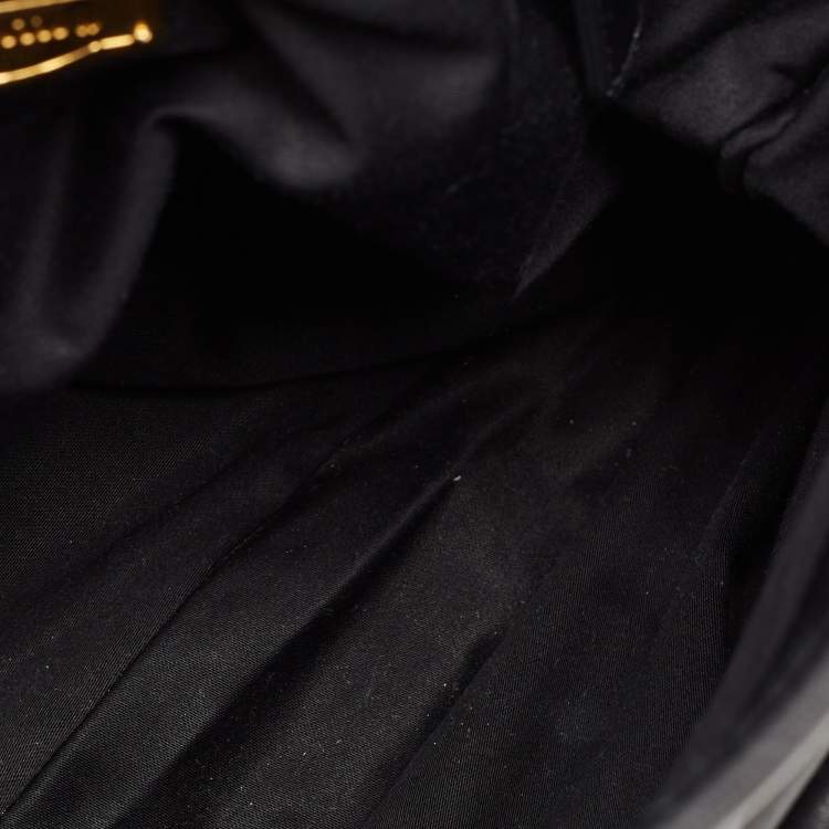 Pre Owned Miu Miu Black Matelassé Leather Coffer Hobo