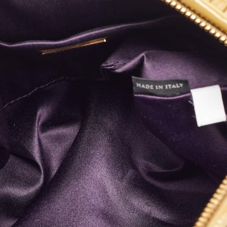 Pre Owned Miu Miu Beige/Metallic Pleated Patent Leather Shoulder Bag