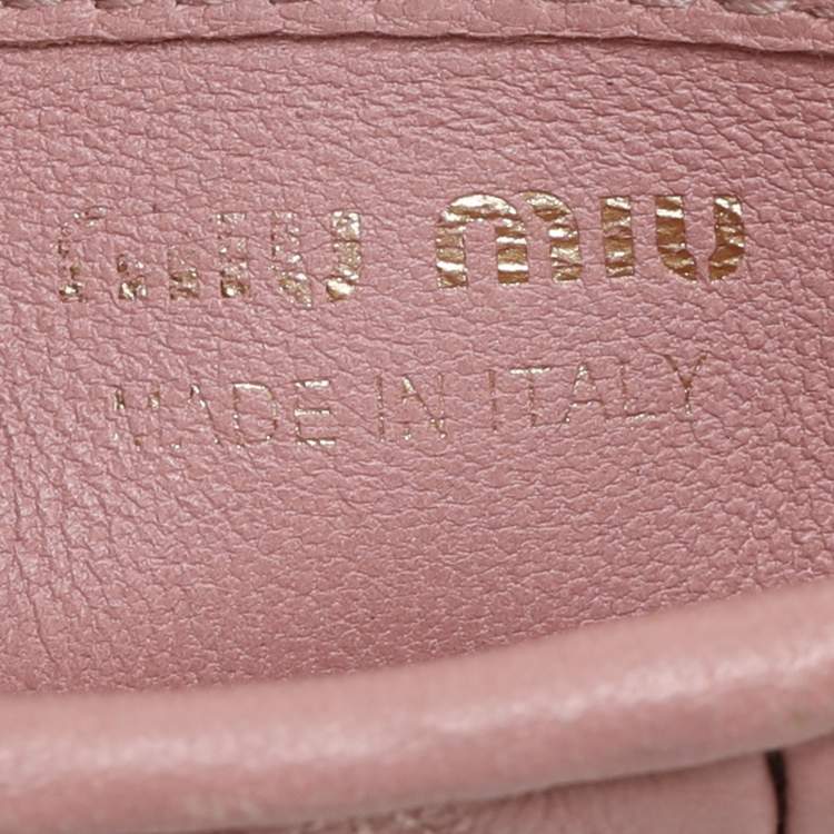 Pre Owned Miu Miu Blush Pink Matelasse Leather Card Holder